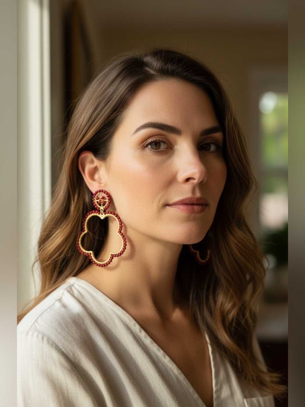 Lisi Lerch Dark Red Beaded Statement Earrings